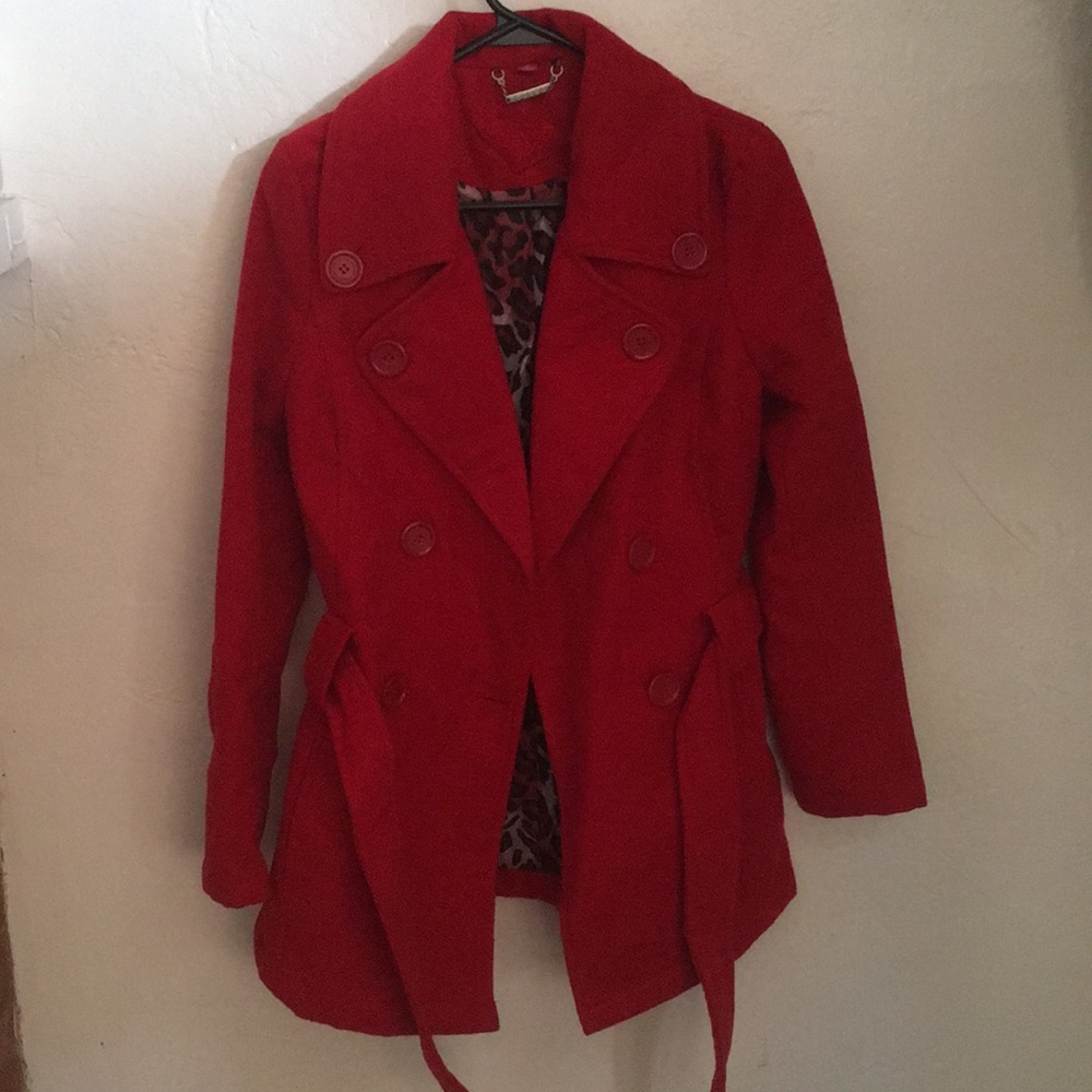 Jou Jou like new red double breasted trench coat